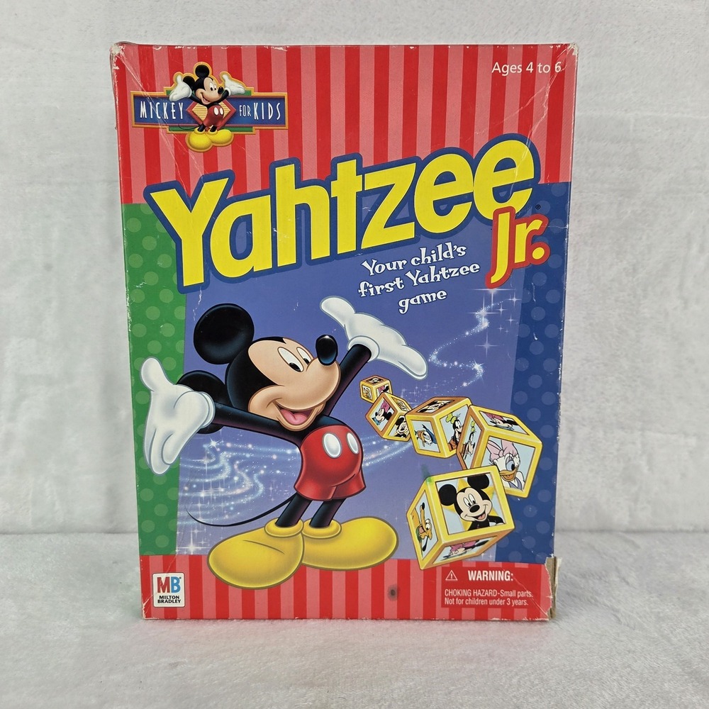 Vintage 1998 Mickey Mouse Yahtzee Jr Milton Bradley Disney Kids Game Complete